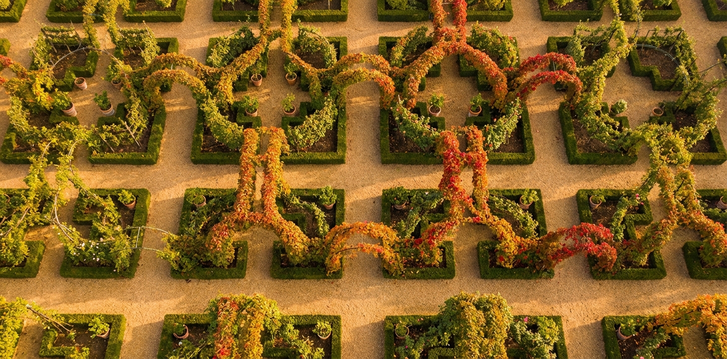 Overhead garden with vine connections